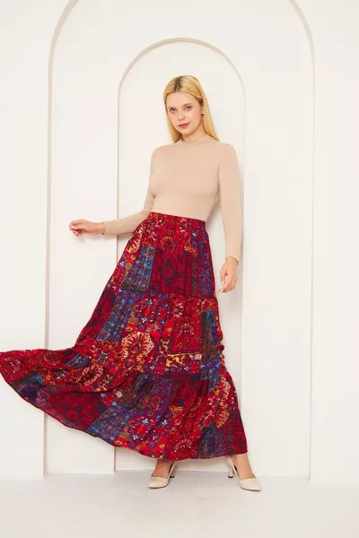 GEVOUWEN patroon Viscose rok, Viscose rok, lange rok, Hijab rok, Casual rok, lange rok