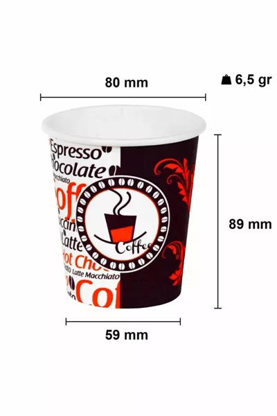 8 Oz Paper Cup Coffee Tea Paper Cup With Black Lid  ml -  Pcs