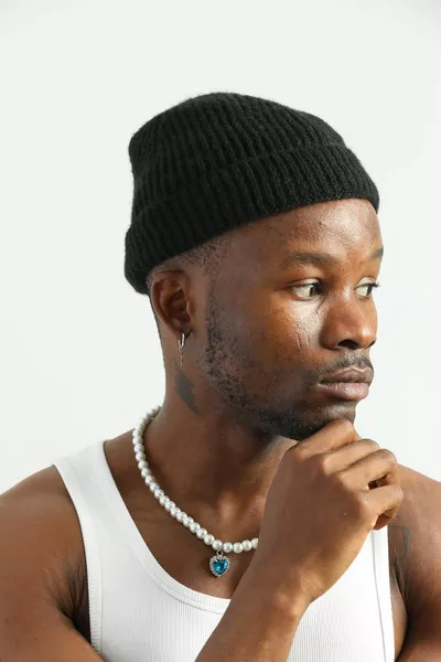 Bonnet rétro noir en laine