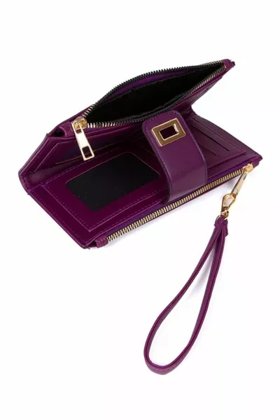 Multi-Ösen-Handschlaufe Weiches, weiches, strukturiertes Kunstlederschloss Große Geldbörse Lila Geldbörse