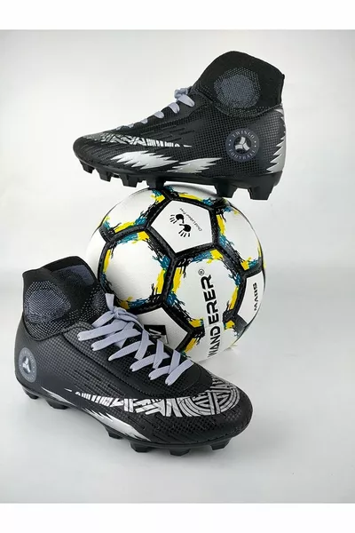 Ankle Kids Socks Crampon Football Shoes Gear Grass Field Astroturf  Black Silver
