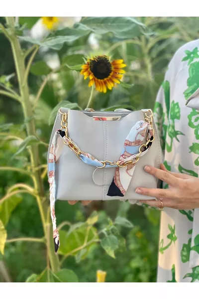 Confezione da 2 Donna Sciarpa Catena Accessorio Morbida Pelle 3 Scomparto Mano Braccio E Borsa A Tracolla