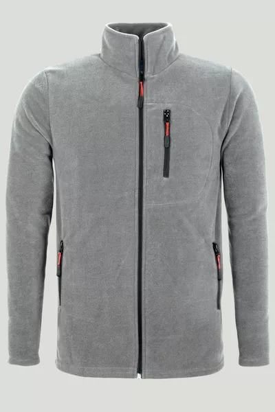 Grey Color Zipper 3 Pocket Fleece 