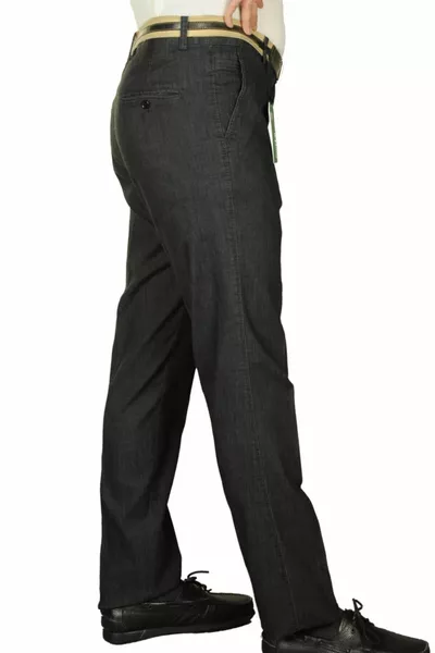 Wontilotte Herren Schwarze gewaschene klassische Leinenhose