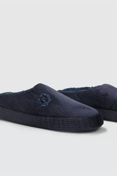 لينة أفخم الداخلية الداخلية الأزرق الداكن الرجال النعال مع الأضلاع