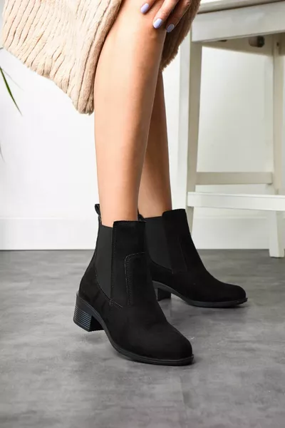 Zwarte suède elastische laarzen voor dames