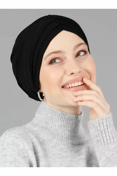 3 عمامة جيرسيه فيسكوز جاهزة بشريط - أسود -