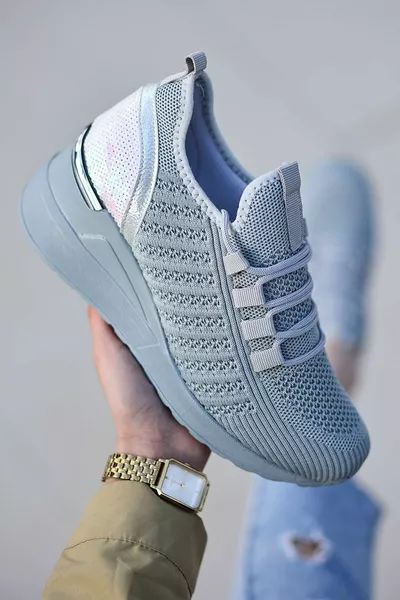 ليتشي الدانتيل مفصلة تريكو سنيكرز نسائي رمادي