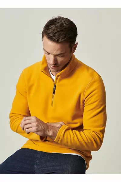 الرجال الأصفر المضادة للبيلينغ غير بيلينغ القياسية صالح الوقوف طوق الباردة والدليل الصوف قميص من النوع الثقيل