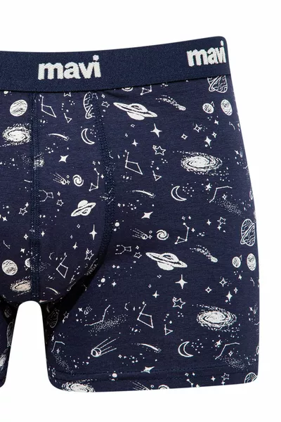 Boxer bleu marine imprimé planétaire 