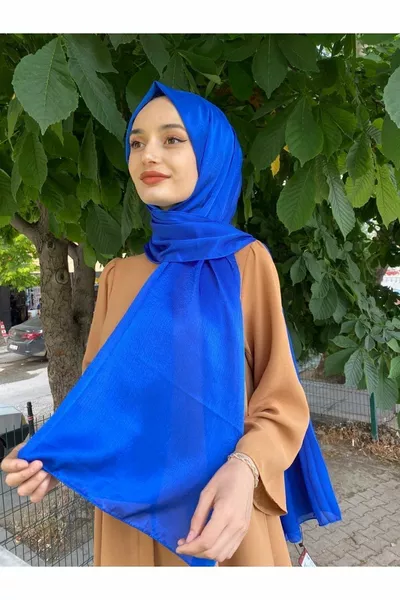 Foulard Route en Soie Par Armanda Sax Châle Janjan Bleu