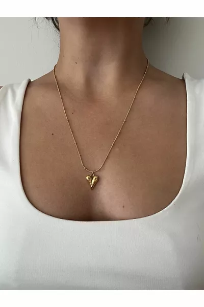 Collana a cuore con catena a catena in acciaio antimacchia