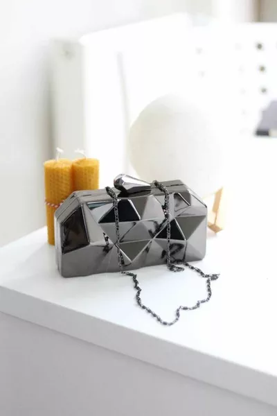 المرأة السوداء المعدنية مساء اللباس حقيبة