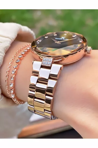 Розовое золото Граненое стекло Специальная серия Женские наручные часы - Браслет