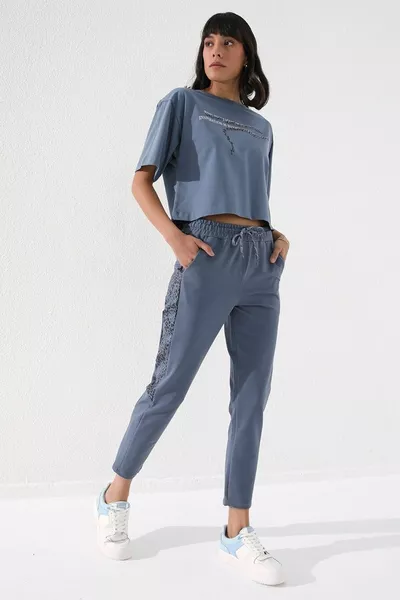 Маслени страни Леопардов принт Ежедневна форма Тесен крачол Дамски анцуг - 