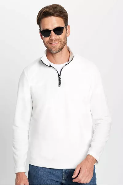 الرجال معيار صالح مريحة تناسب غير الريش الباردة والدليل على Ecru الوقوف طوق الصوف قميص من النوع الثقيل