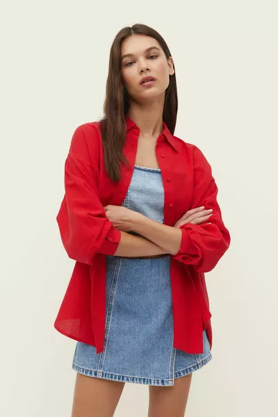 قميص مزيج الكتان