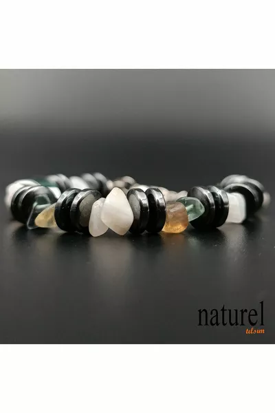 Naturstein Schlankheitsarmband - Gewichtsform Regimen Helfer -Mond Stein-Fluorit-Hämatit Abnehmen Anker