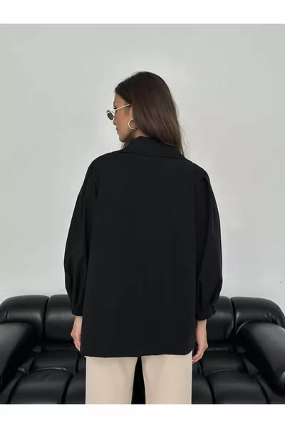 Balloon Cufflinks Short Trench Coat Bondit Fabric