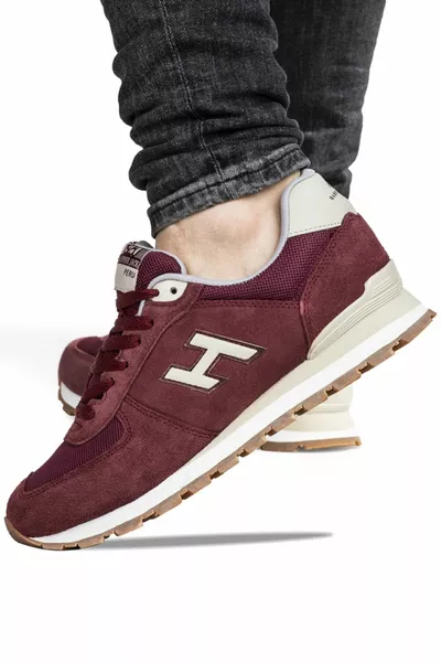 Unisex Burgunderfarbene Turnschuhe aus echtem Leder