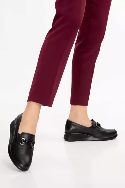 جلد طبيعي التشريحي وحيد أحذية عارضة elnr. أسود