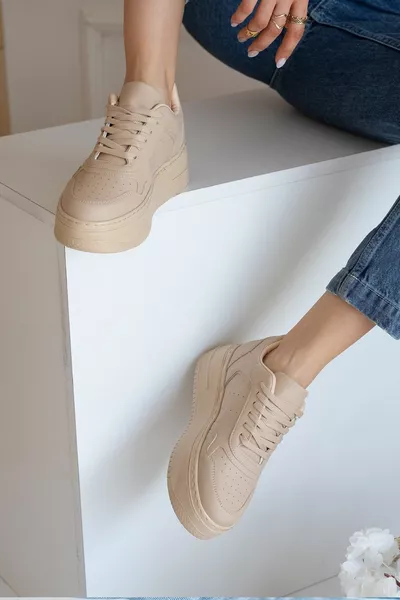 Casual Women's Sneakers Sneakers Patterned Lightweight High Sole Lace-Up 