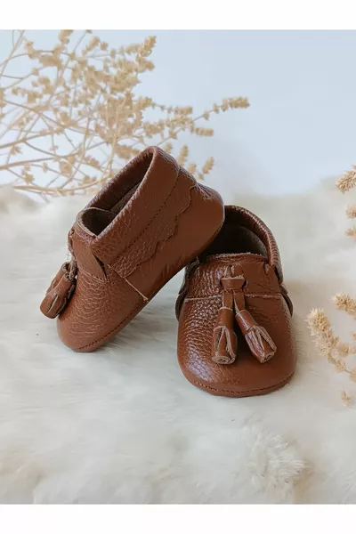 Axel Simple Tan Детские мокасины из натуральной кожи