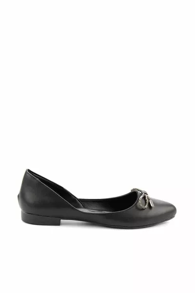 أسود بلاتينيوم ستون نسائي باليه مسطحات 