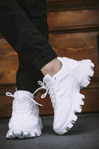 Унисекс прости бели ежедневни маратонки с висока подметка 