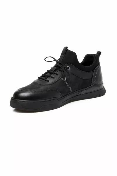 Scarpe casual da uomo in vera pelle nera 