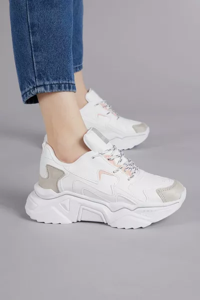 Baskets Femme Blanc Gris Dnz