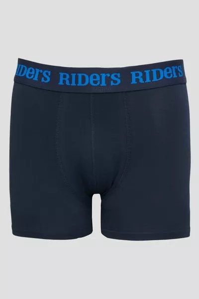 Coton Extensible Regular Fit Bleu Marine Noir Logo Logo Boxer Lot de 3