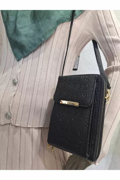 Domande frequenti Borsa a portafoglio con scomparto per telefono a tracolla da donna nera