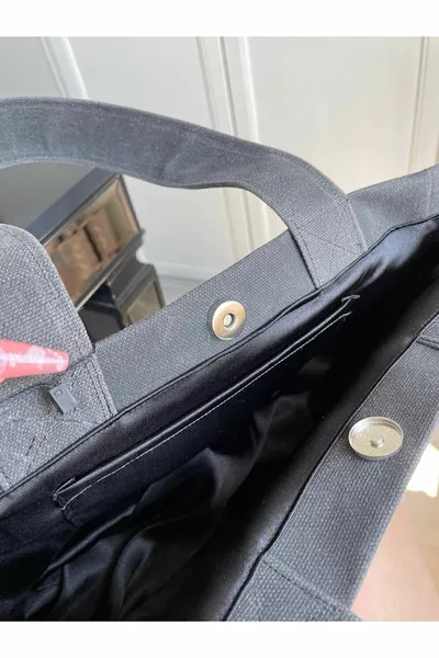 Spalla e borsa da donna in tela cerata di grandi dimensioni scura / Borsa per scuola superiore e college