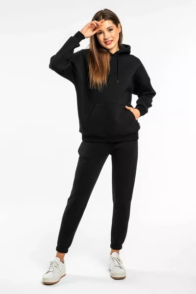 Ensemble de survêtement surélevé unisexe à capuche unisexe noir à 2 fils