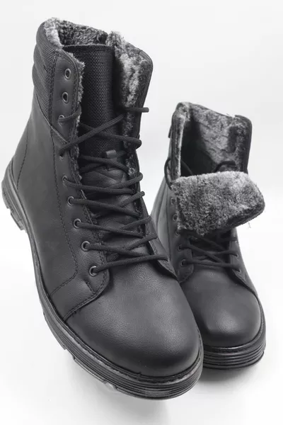 HERREN WINTER PELZ KÄLTEBESTÄNDIGE CASUAL POSTSTIEFEL MIT REISSVERSCHLUSS