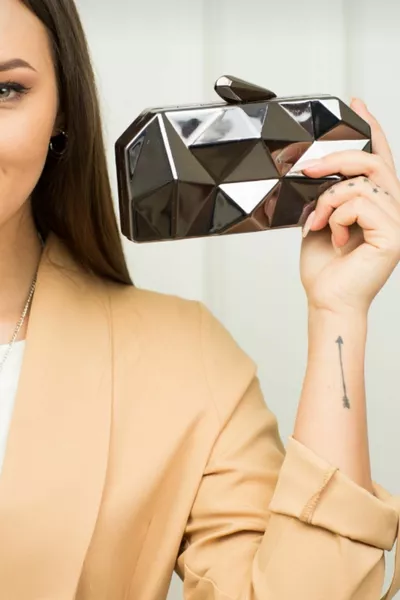 Women's Silver Metal Evening Dress Bag