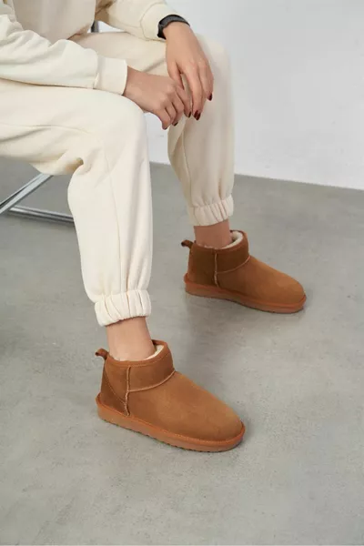 ميني تان من جلد الغزال نصف الأحذية الريش شقة وحيد أحذية نسائية