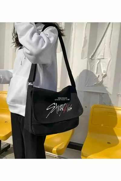 Niiss Boutique Kpop Series Stray Kids Printed Unisex Black Messenger Bag