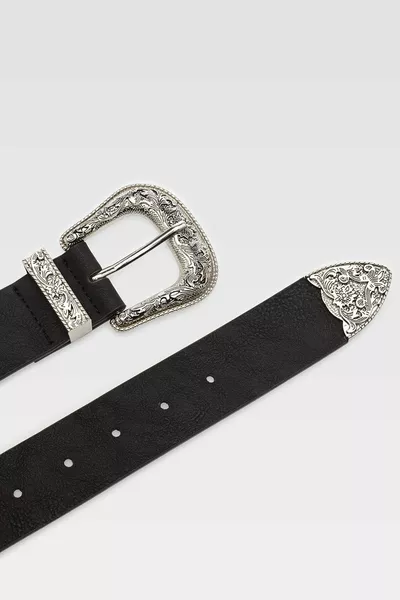Ceinture Cowboy Large Noire Femme 