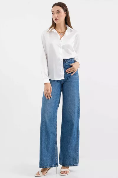  قميص ستان خفيف الوزن - أبيض