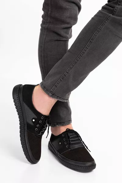  جلد طبيعي الصيف شرفة نموذج Nubuck الدرج الأسود منقوشة