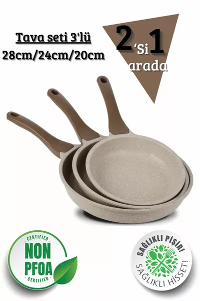 طقم 2 في 1 ، منك مصبوب من الألومنيوم ، طقم ساهان 3 قطع ومجموعة مقلاة 3 قطع