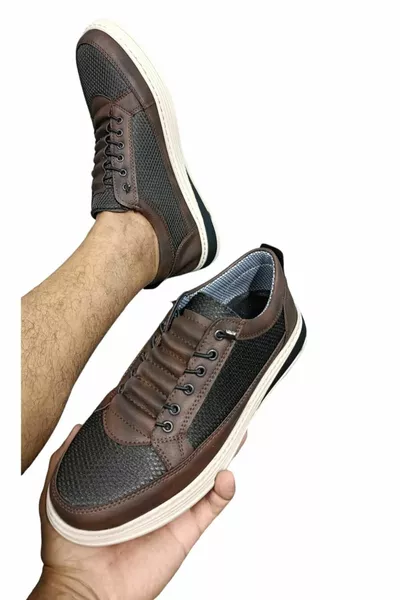 حذاء ناعم كومفورت بني مرن مع شبكة رجالية