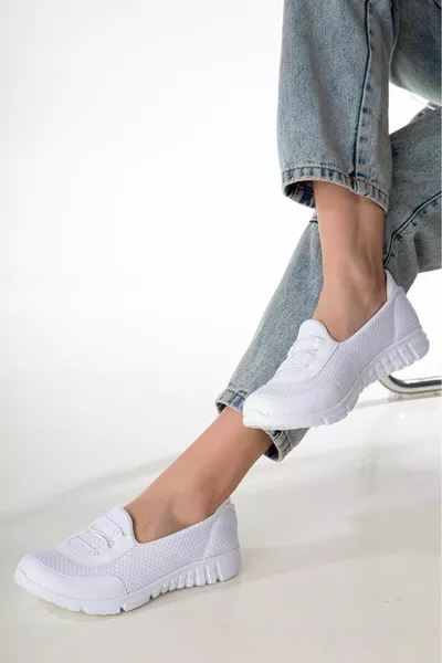 -Sneakers da donna casual con suola ortopedica in memory White Aqua Ballet Ballerine