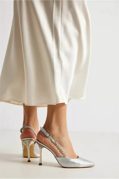 المرأة المستوردة الجانب العلوي الحجر الفضة مساء اللباس الأحذية 