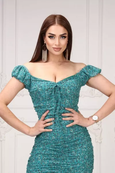 Robe en tulle imprimé floqué Robe design spécial