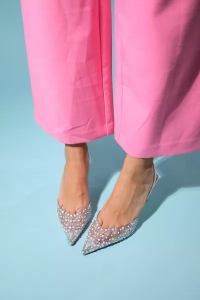PERUN Nacre Perle Transparent Chaussures de soirée à talons fins pour femmes