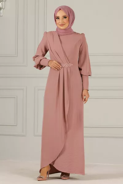 Robe de soirée en pierre Détail Poudre Foncée 