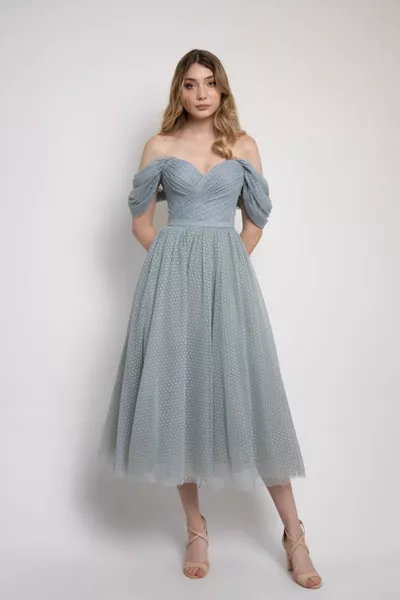 Water Green Polka Dot Evening Dress/Evening Dress